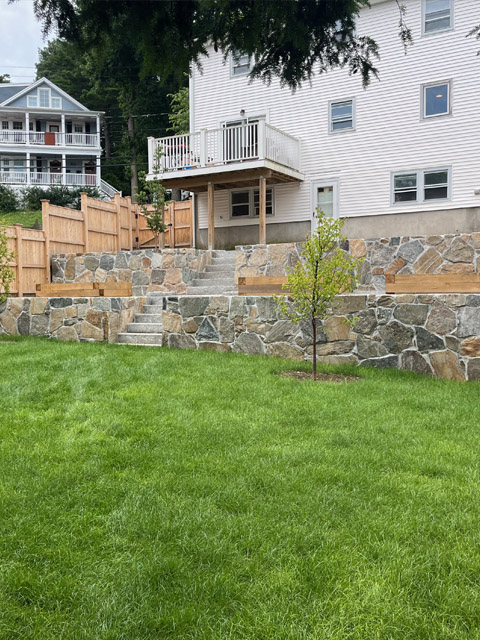A beautifully landscaped back yard
